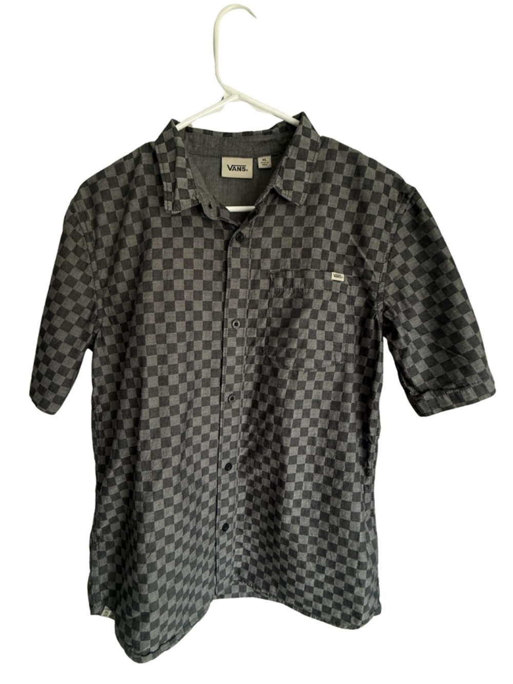 Vans Black & Gray Checker Short Sleeve Button-Up Shirt